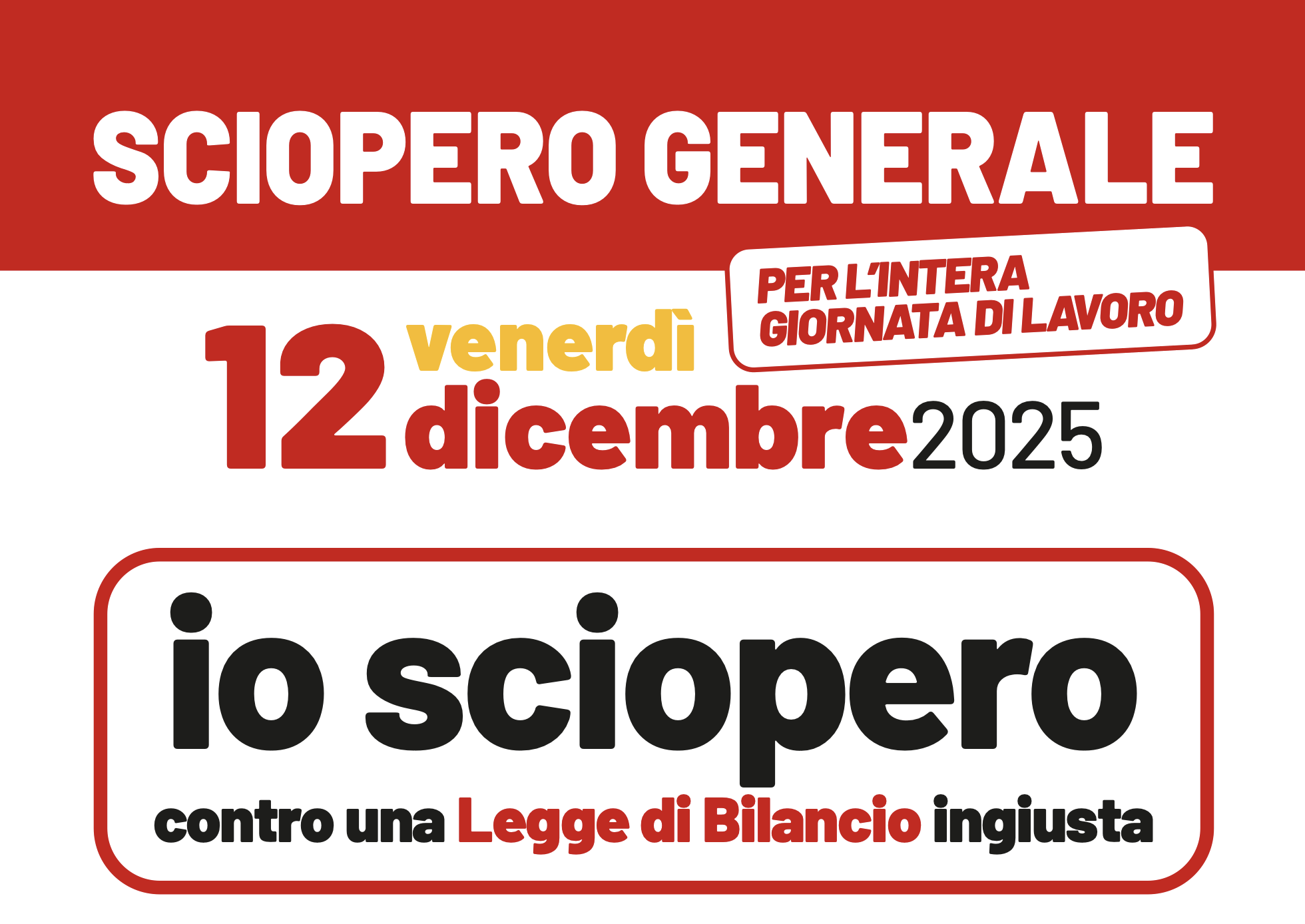 12 dicembre SCIOPERO GENERALE